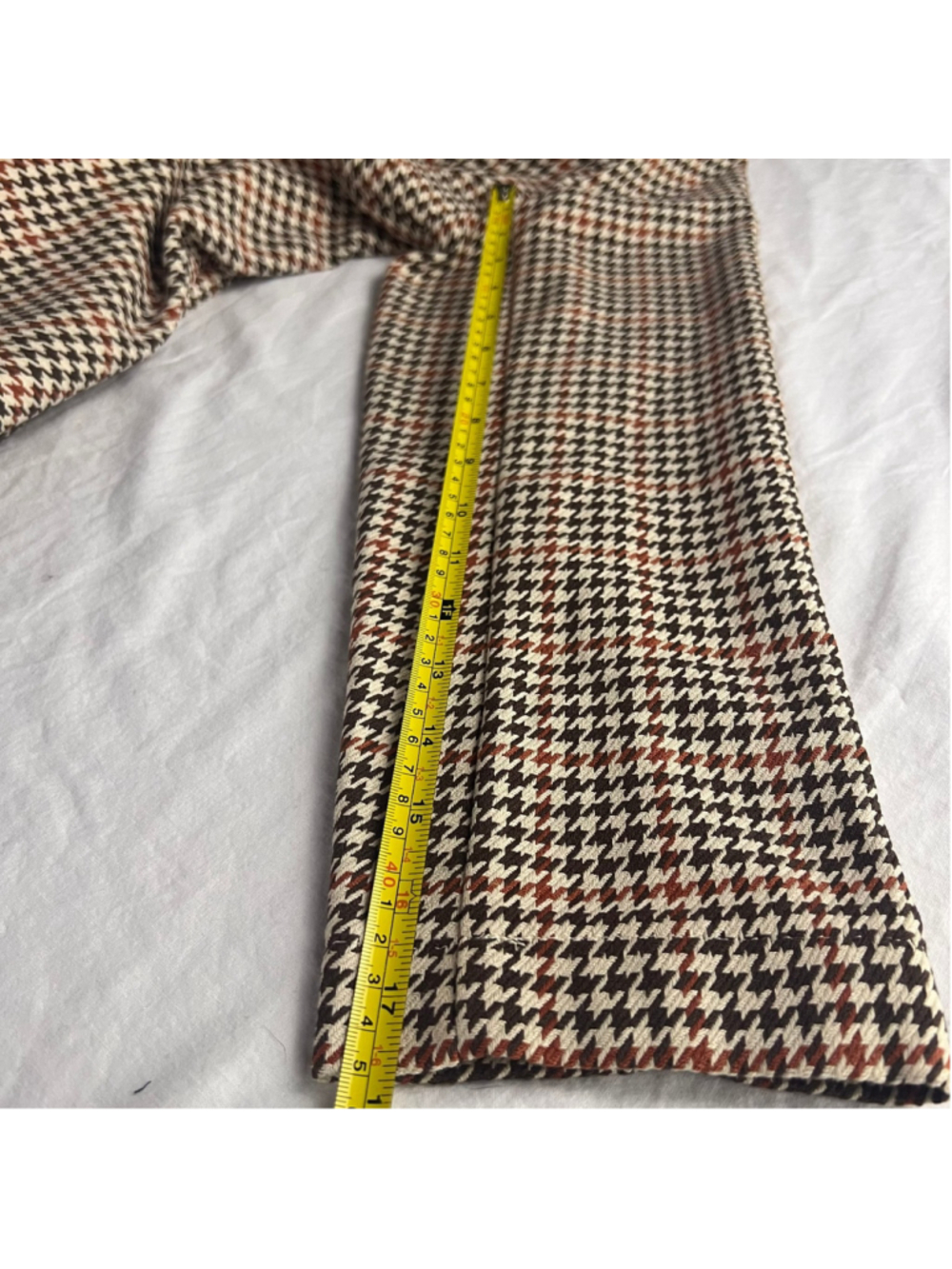 J Jill Sz M Tall Sonoma Houndstooth Duster Jacket Brown & Orange Business Career - Picture 10 of 11